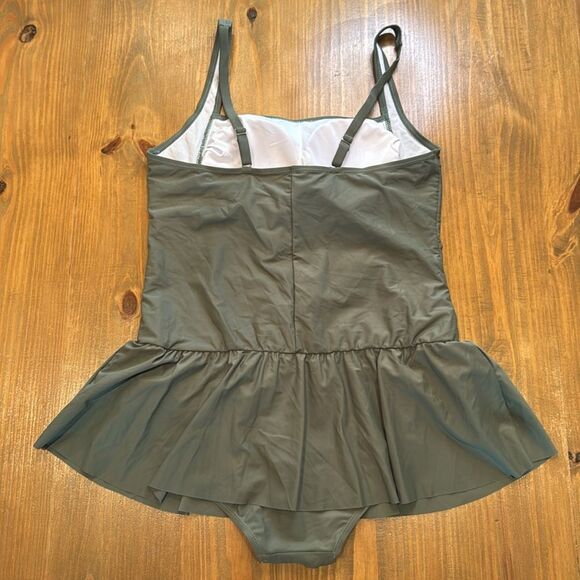 NWOT Womens Vintage Ruched Padded Tummy Control One Piece Swimsuits Swimdress XL - Picture 4 of 14